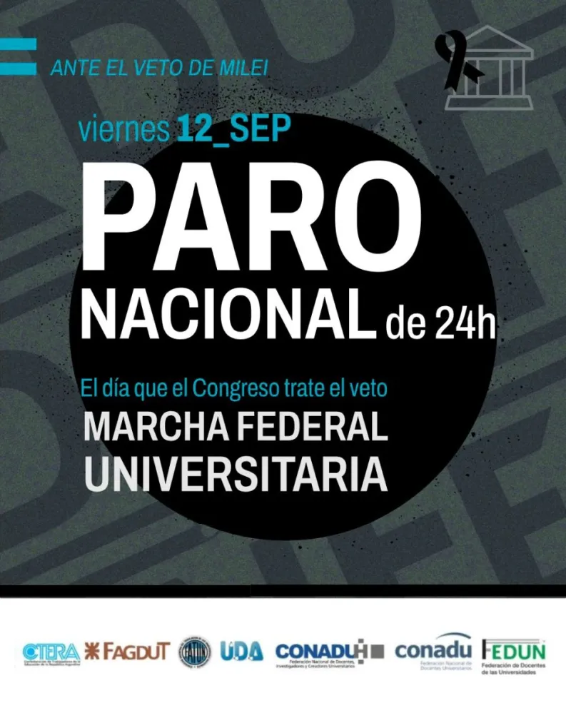 Docentes y no docentes universitarios convocaron a un paro nacional en rechazo al veto