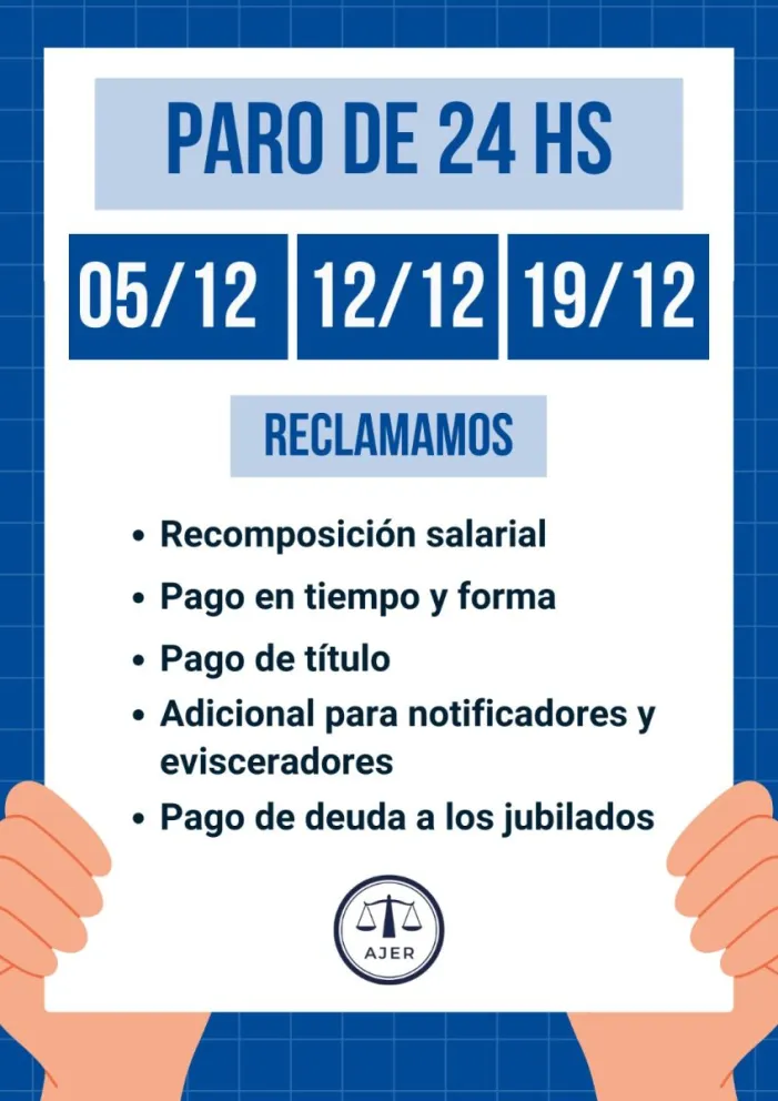 Judiciales entrerrianos vuelven a parar hoy en reclamo de salarios