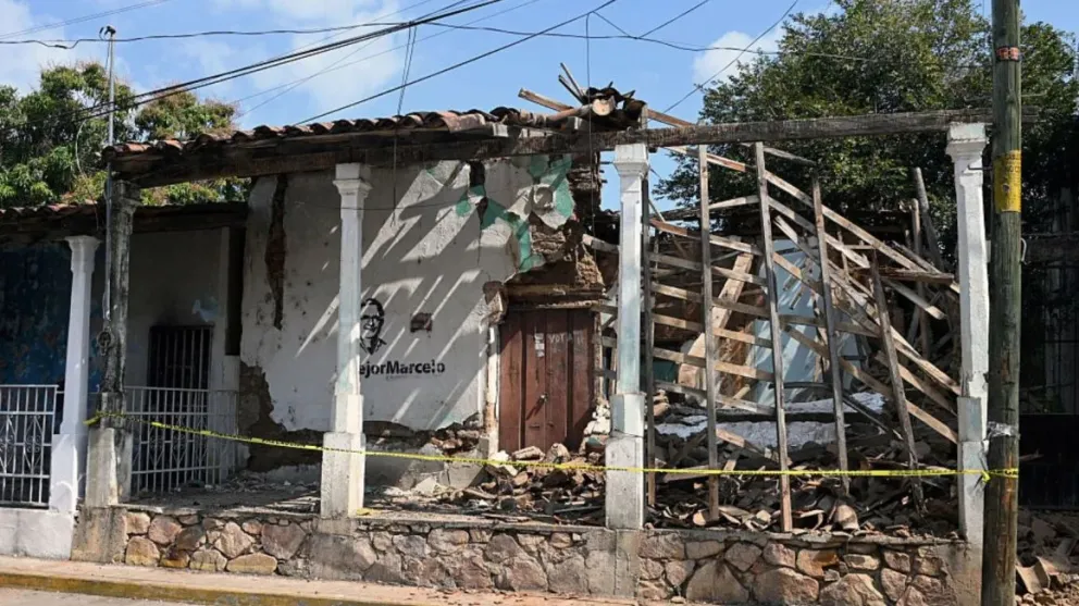 Casa dañada después de un sismo de magnitud 6,5 en la comunidad de San Marcos, estado de Guerrero. 