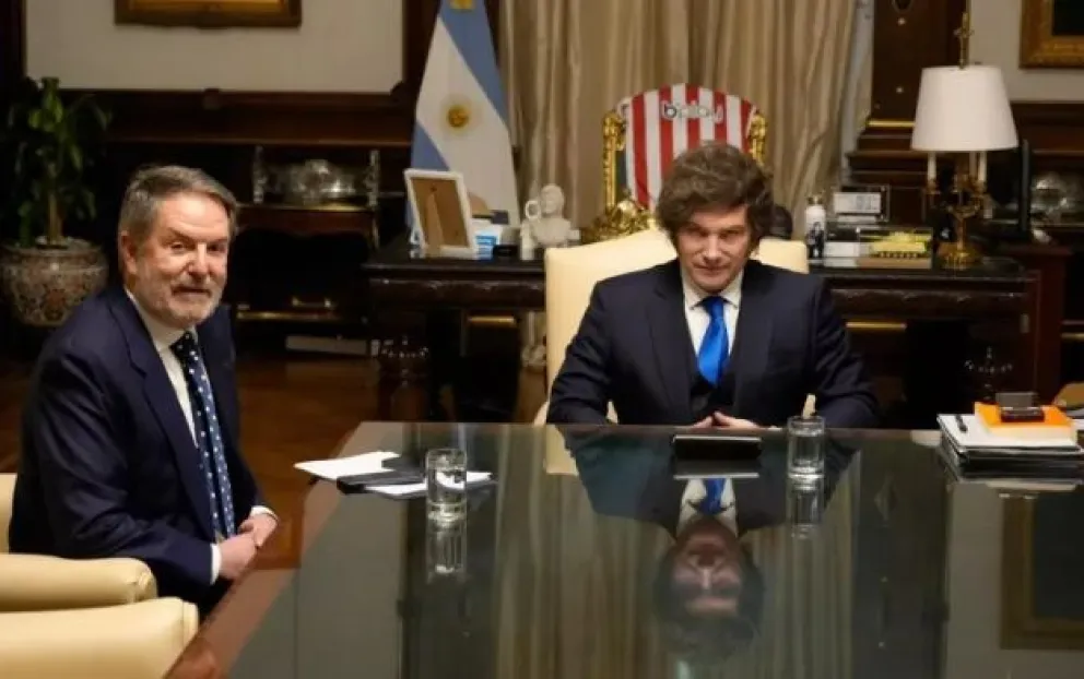 Javier Milei con el periodista Bieito Rubido