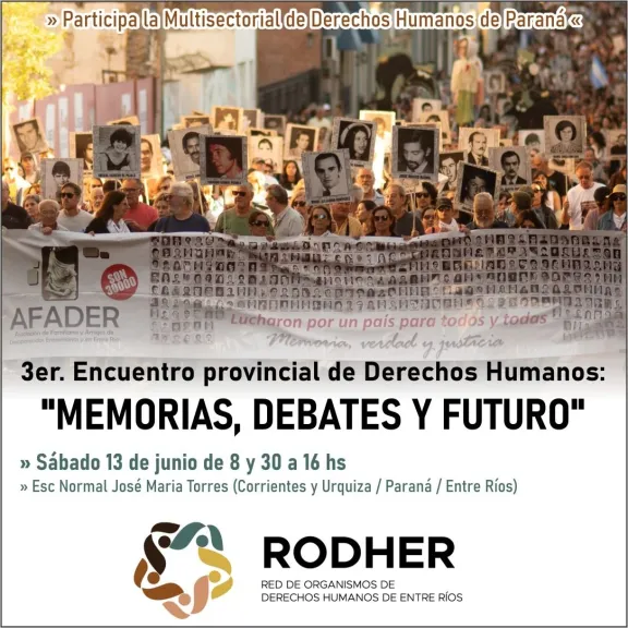 Rumbo a los 50 años del golpe: Paraná será sede del 3º Encuentro Provincial de Derechos Humanos