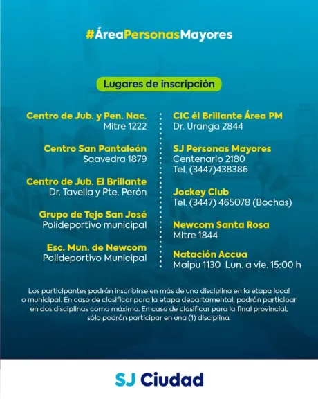 San José: Inscriben para la etapa local de los XX Juegos Entrerrianos para Personas Adultas Mayores