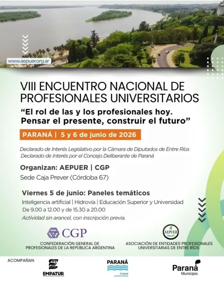 Paraná será sede del VIII Encuentro Nacional de Profesionales Universitarios
