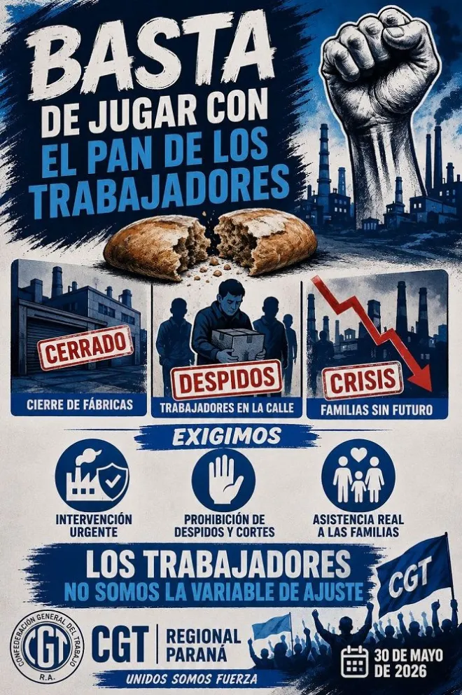 La CGT Paraná reclama medidas urgentes ante cierres de empresas y despidos en Entre Ríos