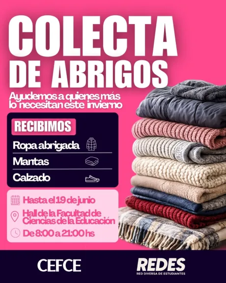 El Centro de Estudiantes de la Fcedu-UNER lanza su 3° Colecta Solidaria de Abrigos