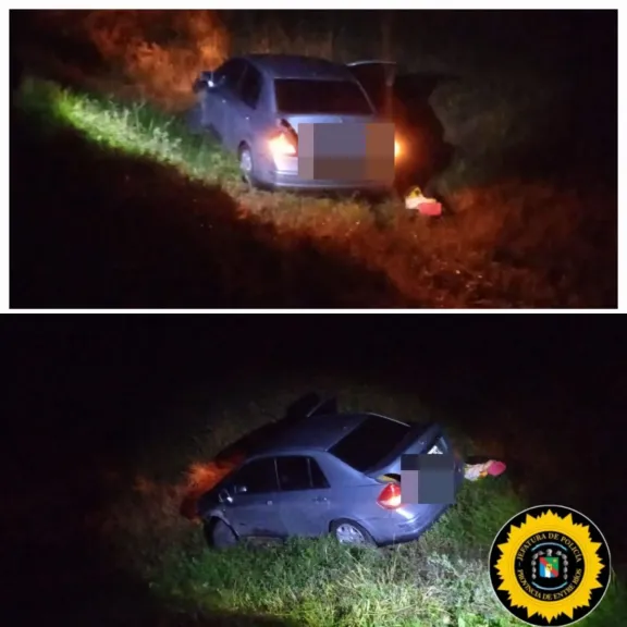 Conductor que intentó esquivar un animal sobre ruta 12 terminó en una profunda banquina