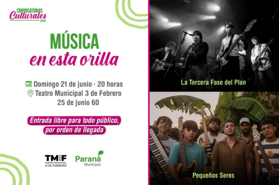 Música en esta orilla: bandas emergentes se presentan en el 3 de Febrero de Paraná