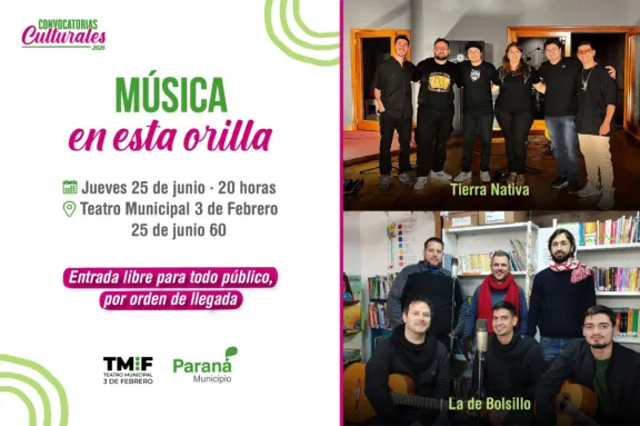 Este jueves habrá bandas en vivo en el Teatro 3 de Febrero de Paraná: la entrada será gratuita