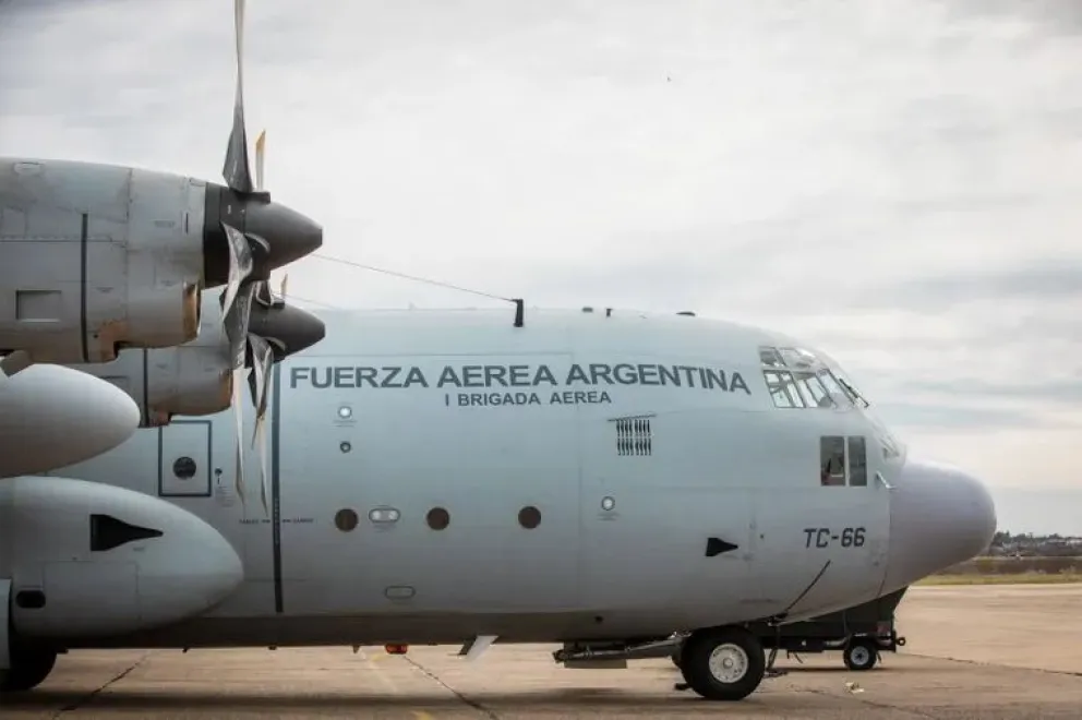 El avión C-130 Hércules de la Fuerza Aérea Argentina. Foto extrañida de @Voceria_Ar en X.