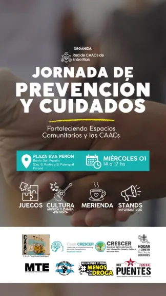 Consumos problemáticos y salud mental: Realizarán una jornada recreativa y de concientización en la Plaza Eva Perón de Paraná