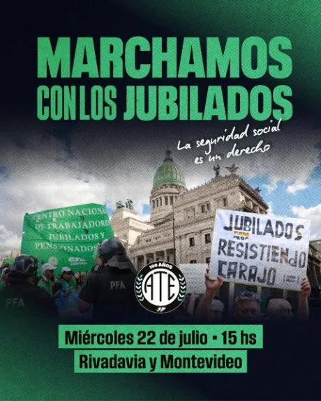 ATE nacional confirmó que irá el miércoles al Congreso junto a los jubilados por un urgente aumento de los haberes y 